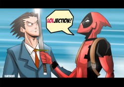 herochan:  Deadpool Vs Phoenix Wright - by Hanzthebox  (via:comicsforever)