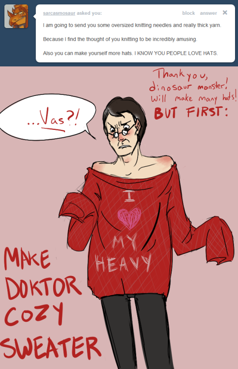 drvalkyrie:  catbountry:  doctoremz:  askheavy:  But make too big. :(  D’awwww   THAT’S SO ADORABLE.    So adorbs… …wait. I think I have an oversized red sweater in the closet…