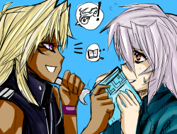 petradragoon:  Yay for sketches. Season5!Mechanic!Marik and Bookworm!Ryou.