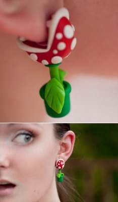 justinrampage:  Let these Mushroom Kingdom piranha plant earrings