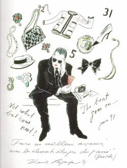 Karl Lagerfeld’s self-portrait on his ideas how to continue