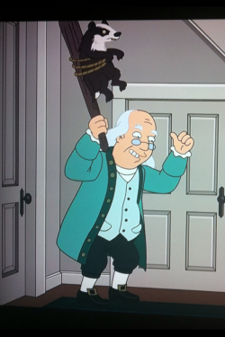 THAT IS A BADGER ON A STICK! Best weapon ever. I love you, Futurama.