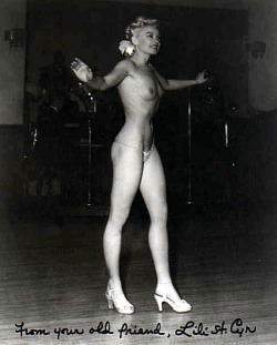A very young (and tiny!) Lili St. Cyr.. Purportedly a photo taken during her first professional striptease performance..