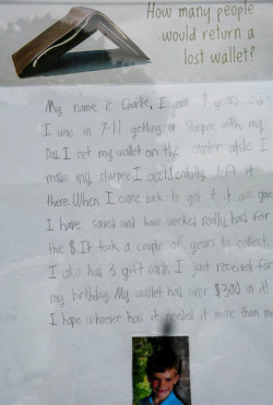 thedailywhat:  Happy Ending of the Day: The wallet of a 9-year-old