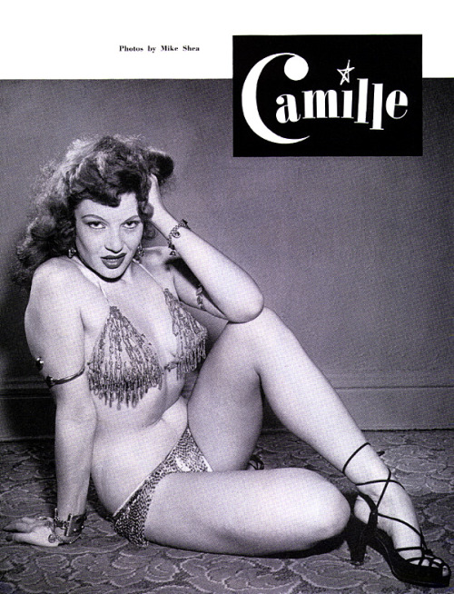 A smouldering photo of Camille taken by Mike Shea, and published in the March ‘55 issue of 'CABARET’ magazine..