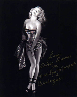 burleskateer:  Photo print of a vintage Dixie Evans promotional photo, with a more-recently signed autograph.. 