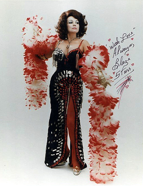 burleskateer:  Blaze Starr An autographed print made from a mid-70’s era photo.. 