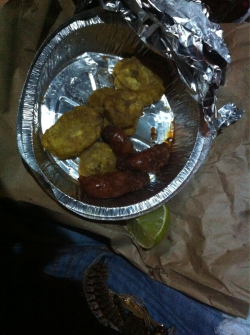 Longaniza and tostones!!! Yummmmmm!!!! So goood!!!