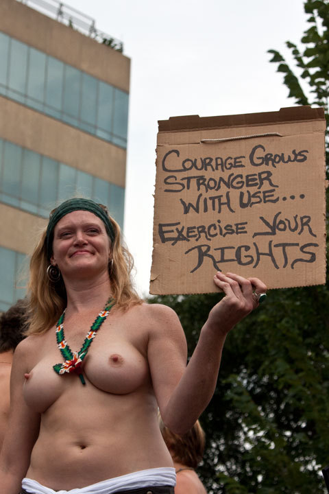 a pro topless rights rally, i like that idea. lots of countries allow toplessness, and i think we should too