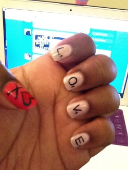 trillscott:  Scrabble Nails. My roommate did my nails again ^_^ 