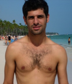 Hairy chest, legs,Beard and Mustache.