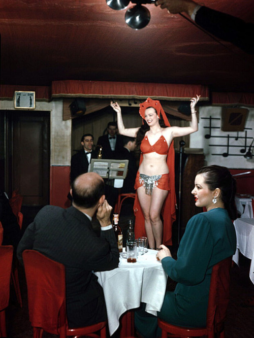 A nice color photo of dancer Lois DeFee performing at ‘Club Nocturne’ on NYC’s infamous 52nd Street; sometime in July of 1948..