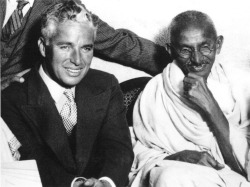 awesomepeoplehangingouttogether:  Charlie Chaplin and Mahatma