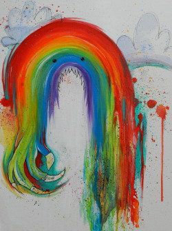 eatsleepdraw:  Stop chasing rainbows…they get angry.  Acrylic