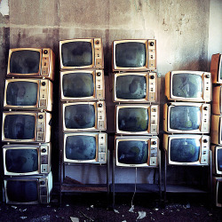 naturae:  Stacked Old Televisions (by Lindsay Blair Brown) 