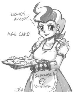 “How would you draw a humanized Mrs. Cake?” Like