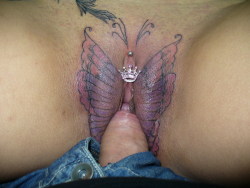 pussymodsgalore   Butterfly tattoo and a VCH piercing with
