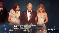 diebywwe:  kate-bish0p: Heath Ledger winning an Oscar for ‘Best