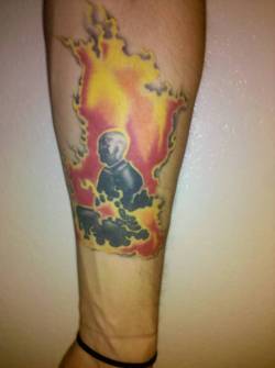 goontattoos:  Burning Monk by Atom at Black Rose Tattoo in Tucson,