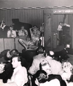retrodoll:  Lilly &ldquo;The Cat Girl&rdquo; Christine onstage.. Presumably at a nightclub in New Orleans?.. 