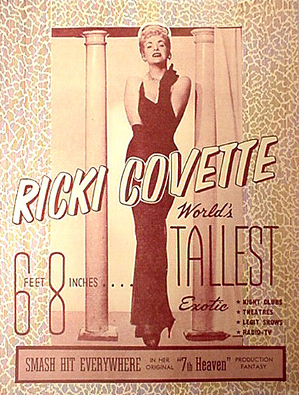 Ricki Covette   aka. “The Girl Of Tomorrow”.. A page from her late-50’s promo press book, touting her “7th Heaven” act..