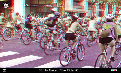 Photos  from the Philly Naked Bike Ride, an annual event promoting cycling  advocacy, raising awareness about fuel consumption and the environmental  impact of car culture, positive body image, and economic sustainability  as a way of life and corporate