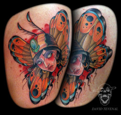 fuckyeahtattoos:  A gypsy moth on the thigh. Tattoo by David