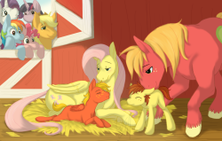 flutterdashpie:  Hey look Fluttershy and Mac just had foals.