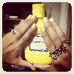 Hennessy Bottle matches the nails!! Nice!!!