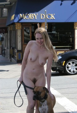  nakedgirlsdoingstuff:    Taking the puppy for a walk.    She