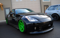 350Z on green Volk TE37’s  They may be replicas though