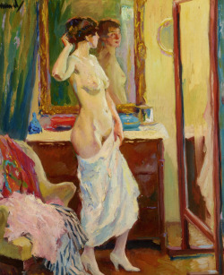 art-mirrors-art:  Edward Cucuel - Looking in the mirror (1910)