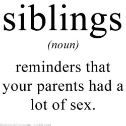 thatswhatthatmeans:  siblings (noun) - reminders that your parents