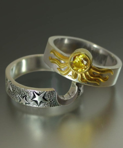 sydneyleighv:  “When the moon fell in love with the sun, all was golden in the sky, all was golden when the day met the night.”  Kinda want this for wedding rings :p Oh etsy!! haha 