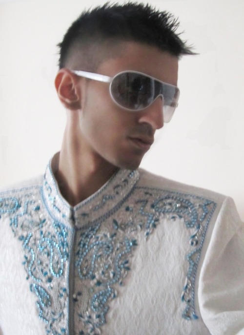 White & Blue Sherwani, from like a year ago.