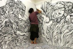 gaksdesigns:  Using black marker, Japanese artist Yosuke Goda painstakingly