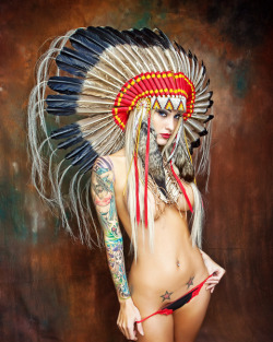 lipsticklesbians909:  Bangin body, Indian headdress, and nice