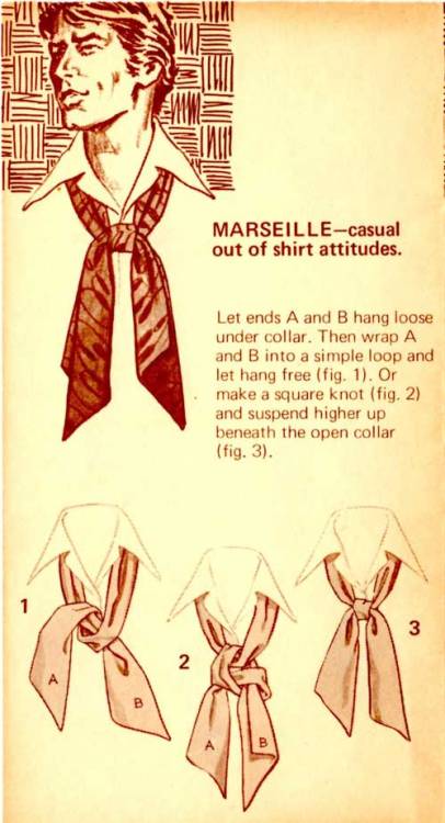 putthison:  The Great European Ascot: Complete Do-It-Yourself Instructions for Americans Great thing my mom got me at an estate sale, or greatest thing my mom got me at an estate sale? “Here’s a great new way to tie one on - with the Carre European