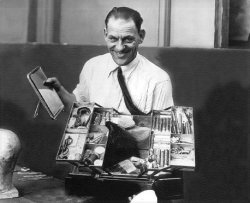   Lon Chaney, his bag of tricks and just a few of his many faces
