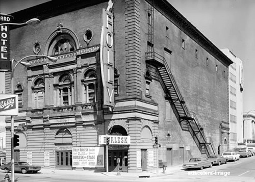A late-60’s period photo of the ‘FOLLY Theatre’ in Kansas City, Missouri.. In 1946, popular burley-queen Jennie Lee got her start here, as a teenage chorus girl.. Amazingly, this theatre not only still exists.. But the city council has