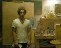  Jacob Collins, Self Portrait with canvas 