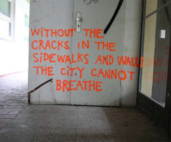 graffquotes:  Without the cracks in the sidewalks and walls the