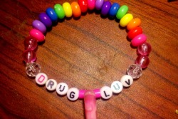 “Drug Luv” rainbow kandi I made for Nocturnal. It