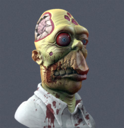 justinrampage:  Homer Simpson gets a 3D zombie redesign in deviantARTist