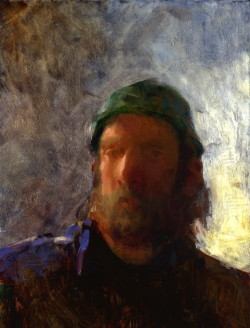 artistandstudio:  Jon Redmond, Self-Portrait with Green Hat 