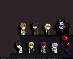 viiseven7:  Death Note Chibi Wallpaper by *SilentReaper 