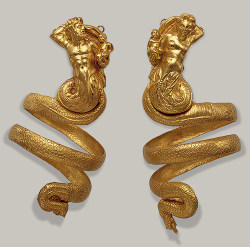 theancientworld:  Pair of armbands, Hellenistic, ca. 200 b.c.GreekGold