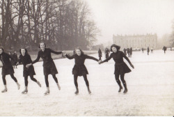 aacissej:  Penrhos school girls skating on the frozen Canal Pond