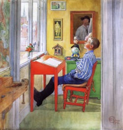 cavetocanvas:  Esbjorn Doing His Homework - Carl Larsson, 1912