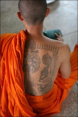 Sak Yant Thai/Khmer Buddhist temple tattoo, always done with